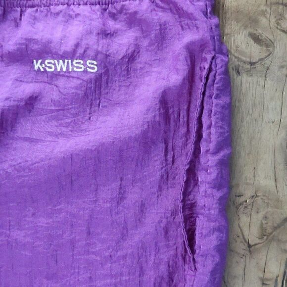K-SWISS PINK NYLON WINDBREAKER TRACK PANTS JOGGERS WITH ZIPPER ANKLES SIZE S - Picture 9 of 14